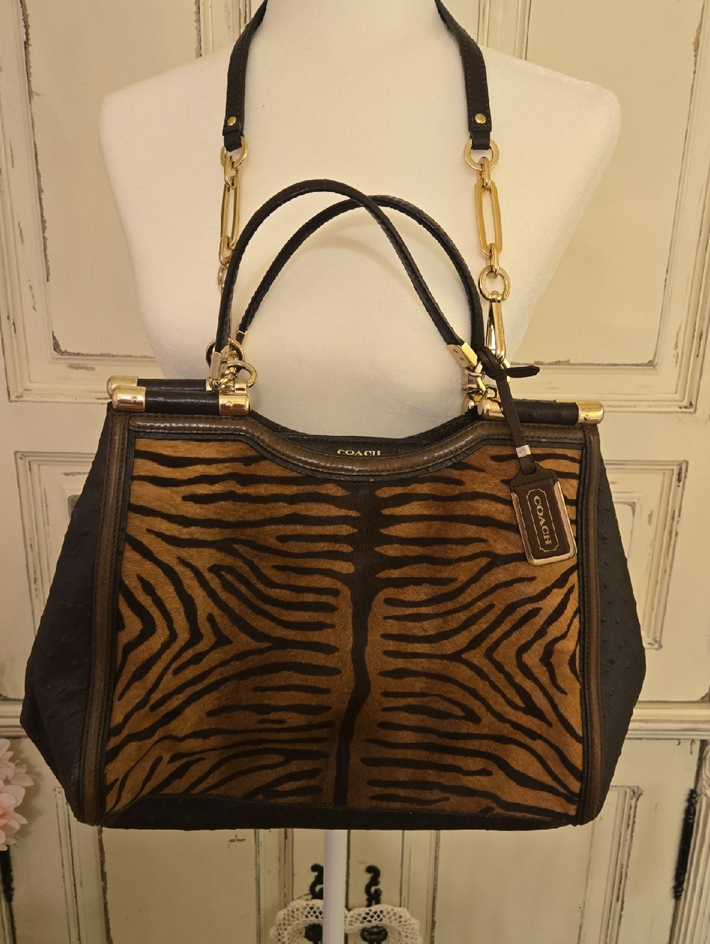 Rare- Coach Madison Caroline Tiger  Leather Satchel
